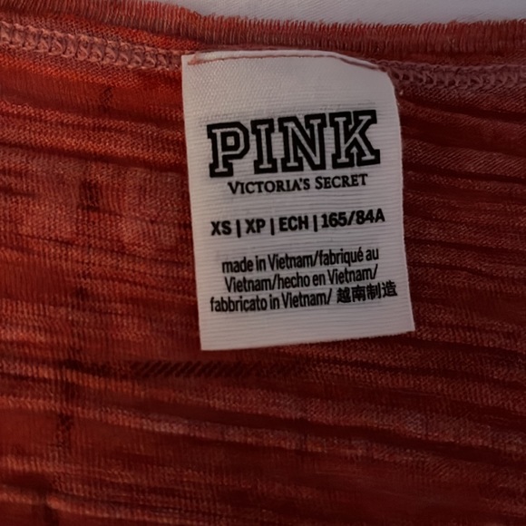 SOLD - NWOT PINK Victoria’s Secret Red & Pink Semi-Sheer Short Sleeve Tee - Picture 6 of 7